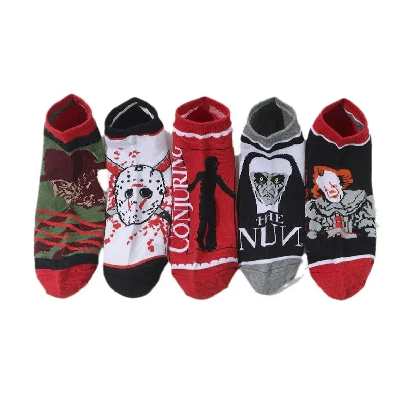 Cotton Anime Cartoon Boat Socks Spring and Summer Short Tube Comic Men's and Women's Socks Black Friday Socks-5PRS
