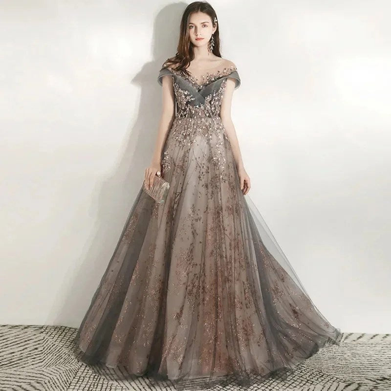Banquet Evening Dress Skirt Women's New Temperament Company Annual Meeting Birthday Sequins Host Art Test Tail Dress