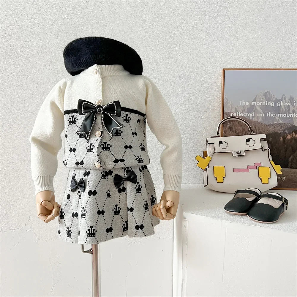 2024 autumn and winter new girls sweater set sweet little fragrant two-piece set foreign trade hot-selling coat baby girl