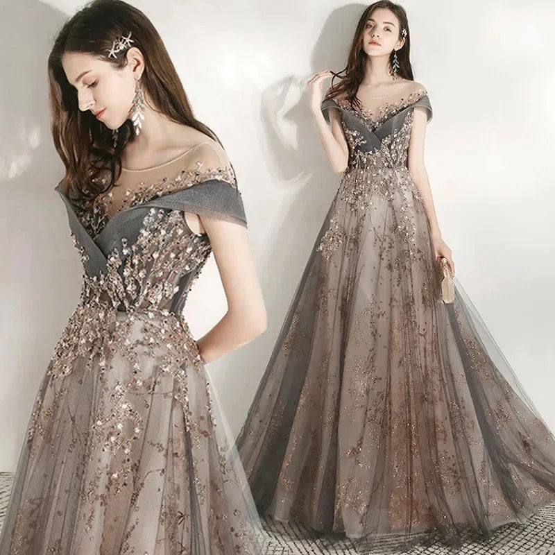 Banquet Evening Dress Skirt Women's New Temperament Company Annual Meeting Birthday Sequins Host Art Test Tail Dress