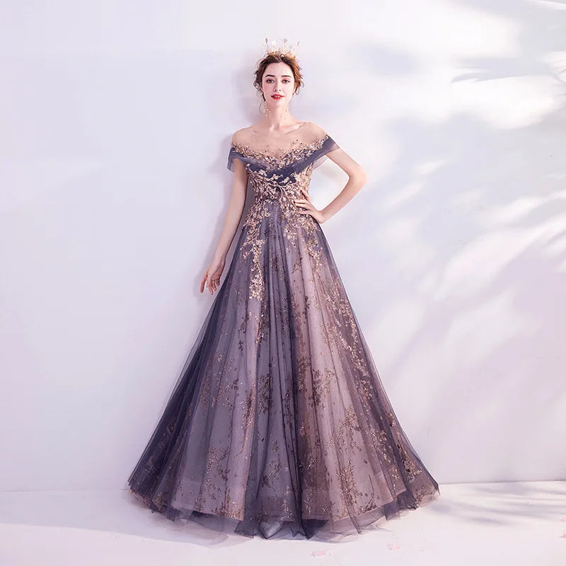 Aura Queen Purple Dress Annual Meeting Birthday Walk Show Host Performance Walk Show Evening Dress