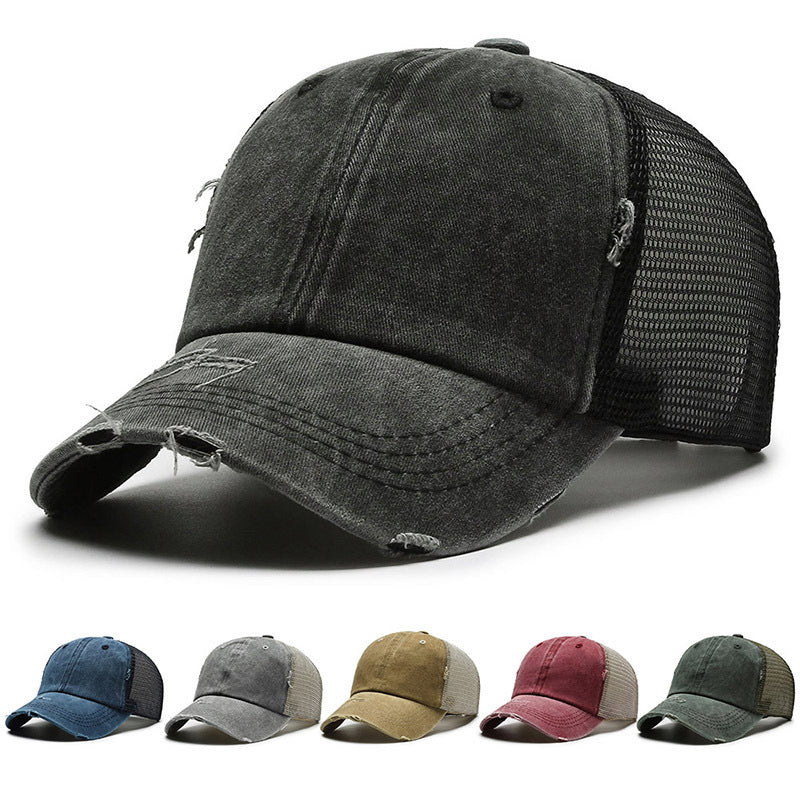 Washed Cowboy Sport Baseball Hat with Breathable Mesh Snapback