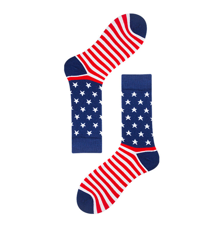 Wholesale Custom Logo Crew Cotton Star and Stripe Men Skating Socks Personalized Customised Colorful Funny Socks