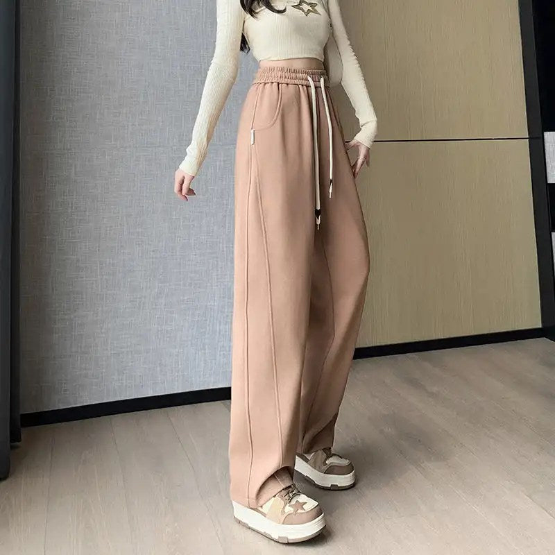 Upgrade Your Wardrobe with the Trendy Spring Summer Drawstring Wide Leg Pants - Available in High Waist and Large Sizes for Ultimate Comfort and Style!
