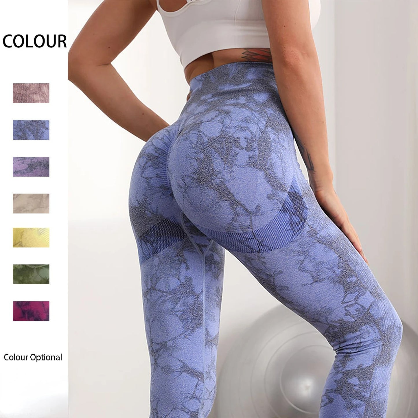 Women's High-Waisted Tie-Dye Yoga Pants - Autumn/Winter Sports Tight-Fitting Belly Tightening Pants