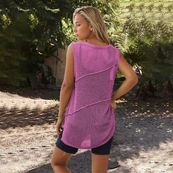 2024 Summer Fashion: Women's Round Neck Hollow Tank Top - The Must-Have Knitwear