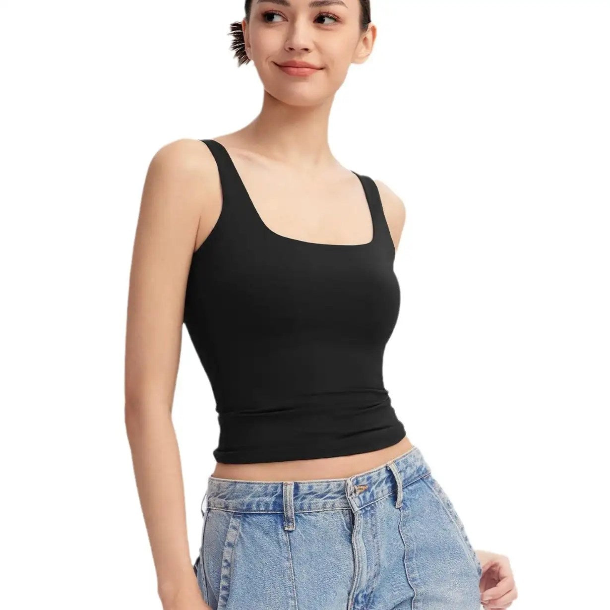 2024 Fashion Trend Alert: Sexy Square Neck Suspenders Vest for Women - Sleeveless Tank Top