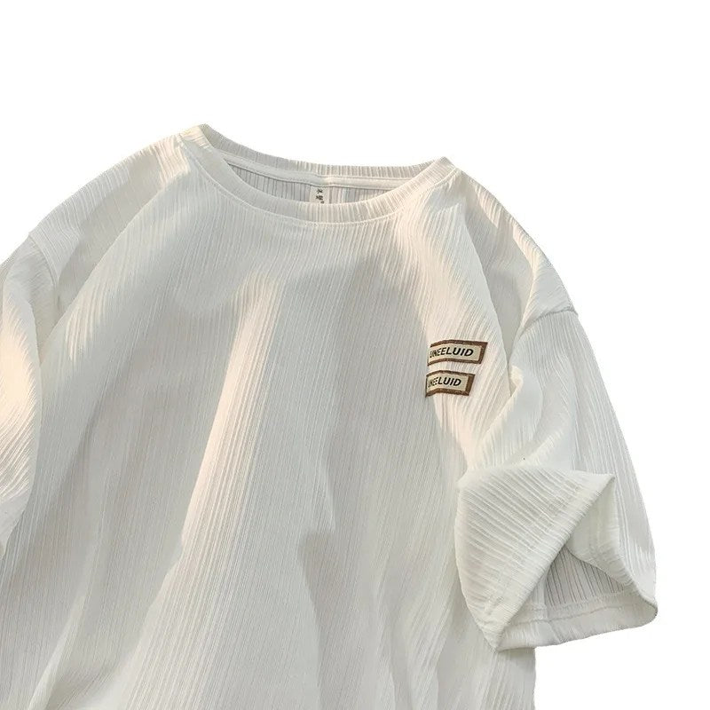 Men's Ice Silk T-shirt Short-sleeved Summer Loose Trendy Brand Personalized Simple Round Neck Men T Shirt