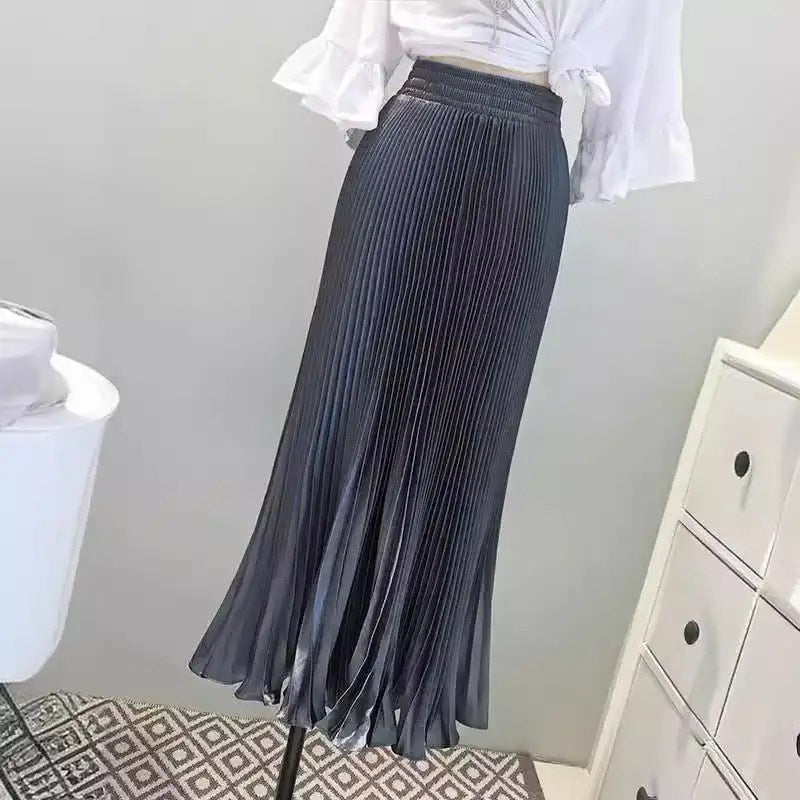 Upgrade Your Wardrobe with the 2024 High Waist Satin A-line Skirt - Perfect for Any Occasion!