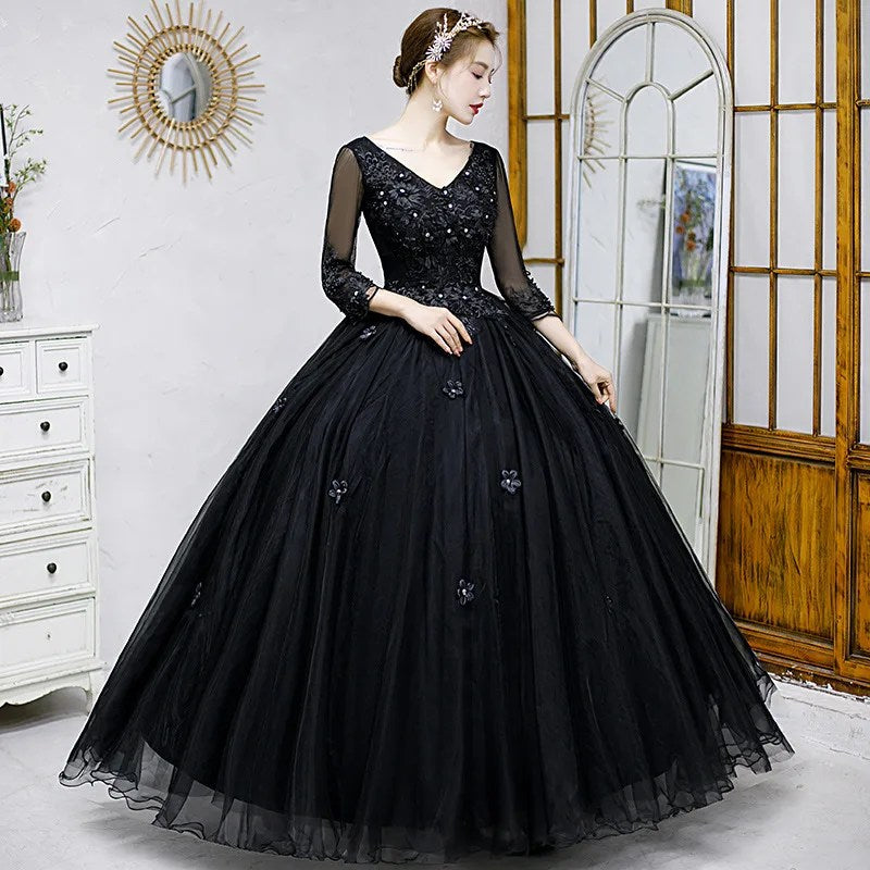 Color Yarn New Solo Performance Suit, Chorus Art Test Dress, Dreamy Mori Puffy Skirt, Long Evening Dress