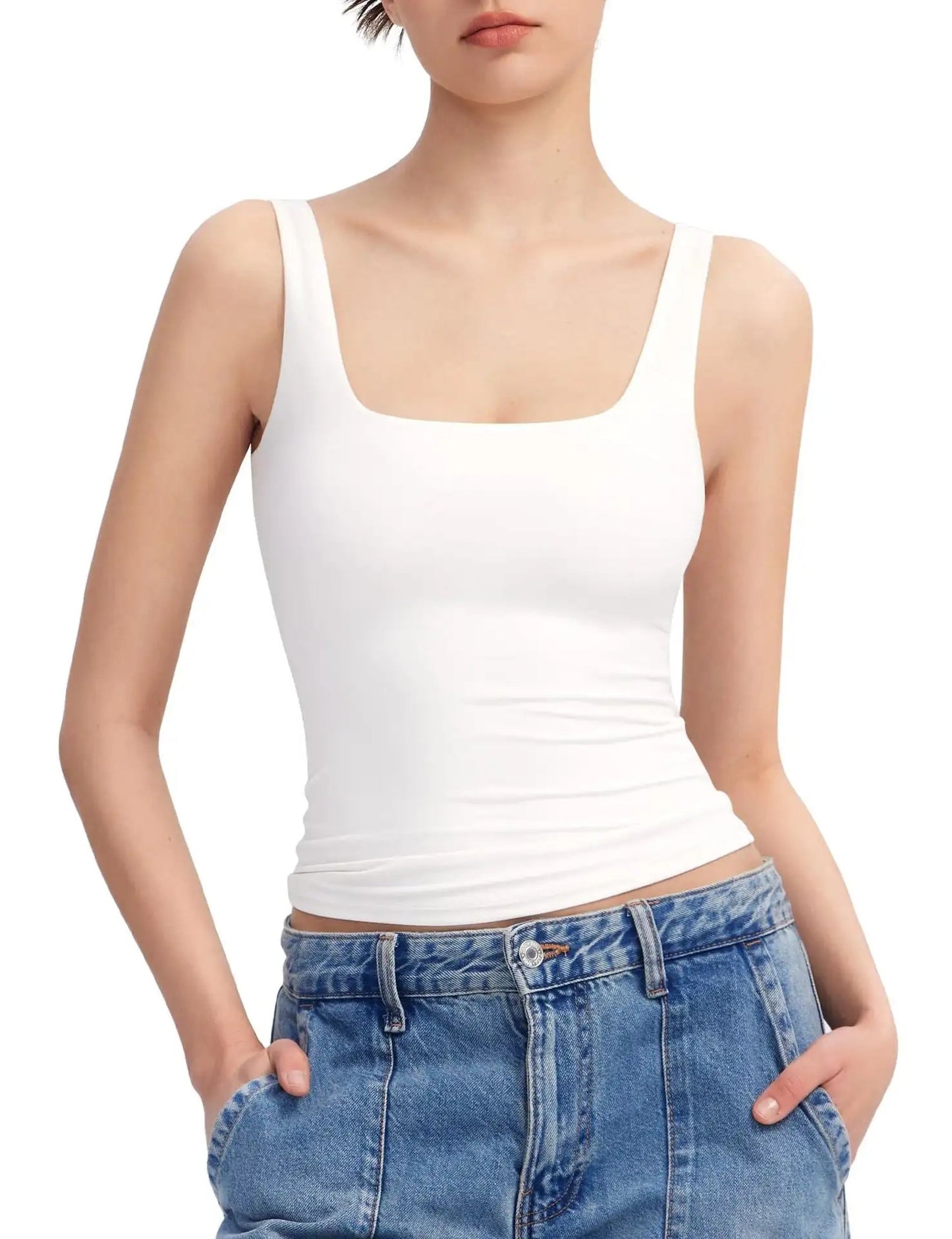 2024 Fashion Trend Alert: Sexy Square Neck Suspenders Vest for Women - Sleeveless Tank Top