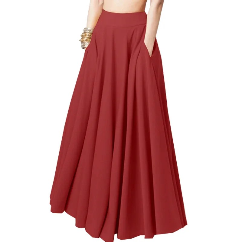 2024 spring new large-size women's clothing solid color half-length skirt pleated skirt elastic waist