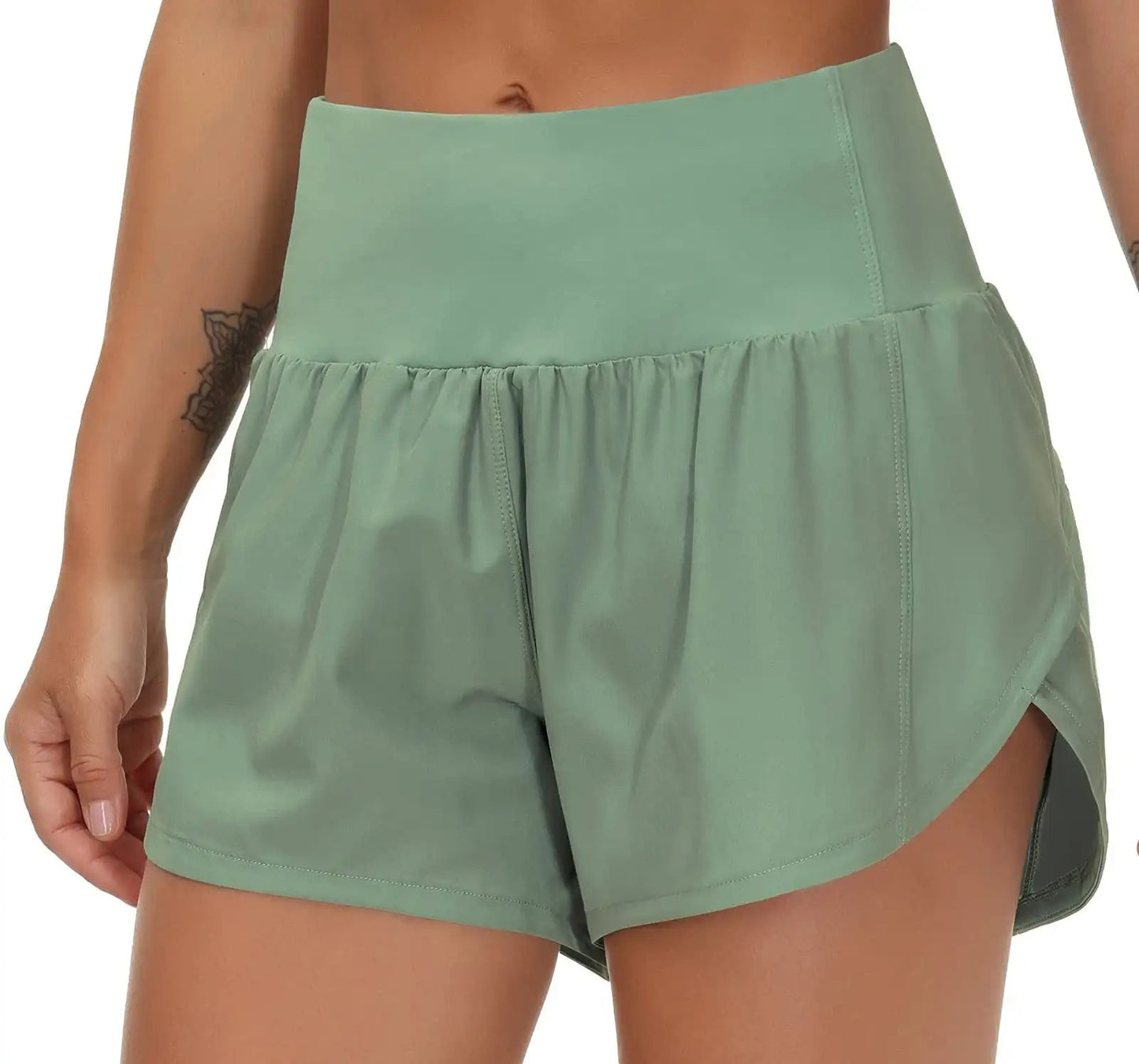 Get Ready to Run in Style with Explosions Ladies Running Shorts - High Waist, Quick-drying, and Zipper Pockets Included!