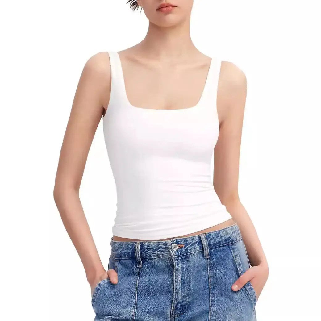 2024 Fashion Trend Alert: Sexy Square Neck Suspenders Vest for Women - Sleeveless Tank Top