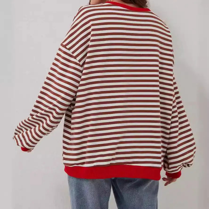 Upgrade Your Wardrobe with the 2024 Spring Striped Pattern Sweatshirt - Perfect for Casual Cross-border Style!
