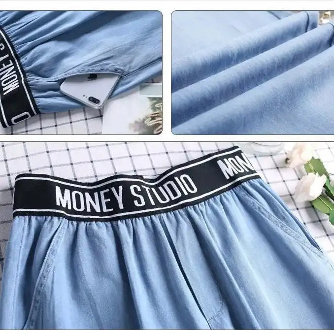 2024 New Summer Collection: High Waist Ice Silk Jeans for Women - Comfortable, Stylish, and Breathable Tencel Wide-leg Pants