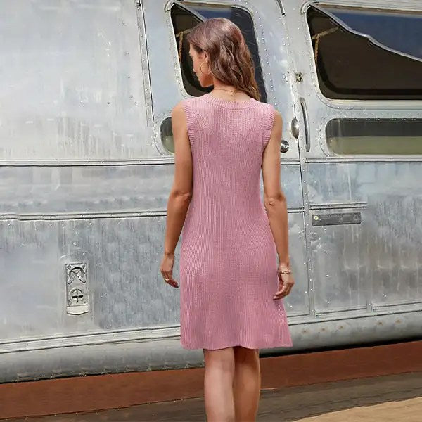 Upgrade Your Wardrobe with the 2024 Spring and Summer V-Neck Slit Dress - Plus Size Knit Skirt for Women
