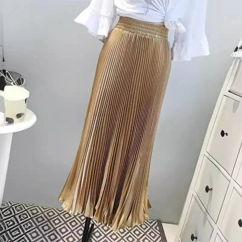 Upgrade Your Wardrobe with the 2024 High Waist Satin A-line Skirt - Perfect for Any Occasion!