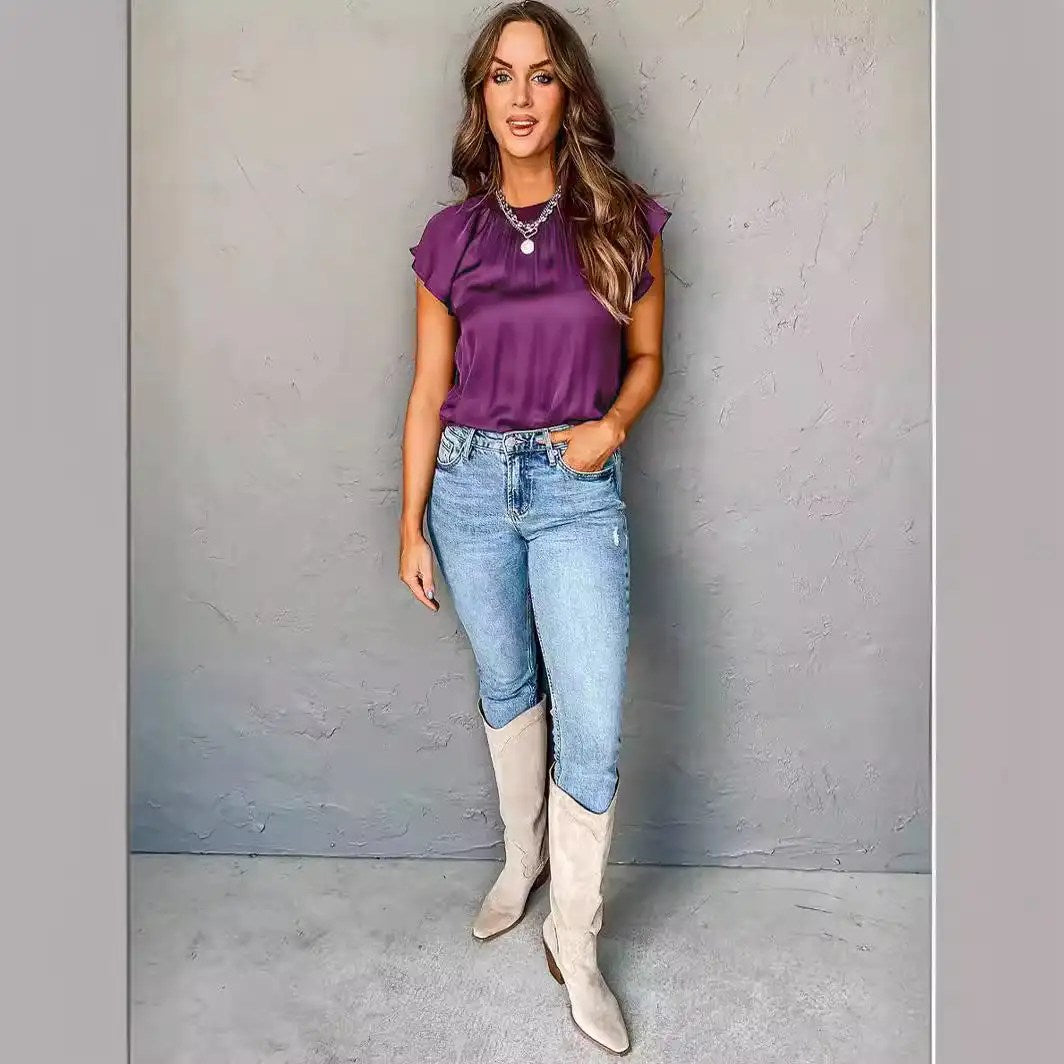 2024 Women Summer Fashion Women Tshirt: Brighten Up Your Wardrobe with a Round Neck Top!