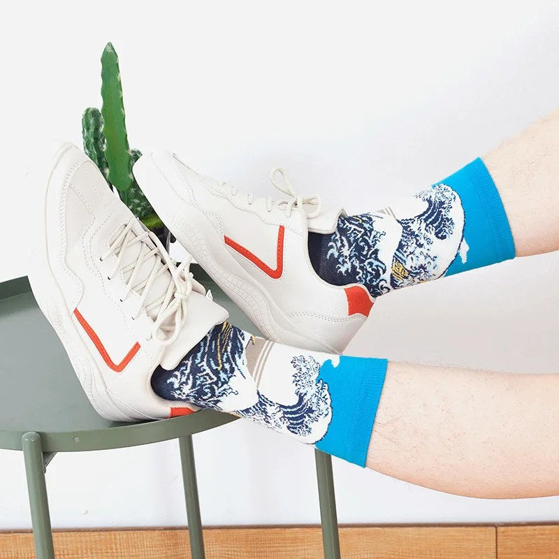 Upgrade Your Style with Oil Painting Cotton Socks for Men and Women - Perfect for Spring and Autumn!