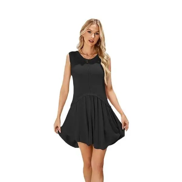 2024 Fashion Trends: Colorful Round Neck Loose Dress for Women - Knitted Skirt Summer Style