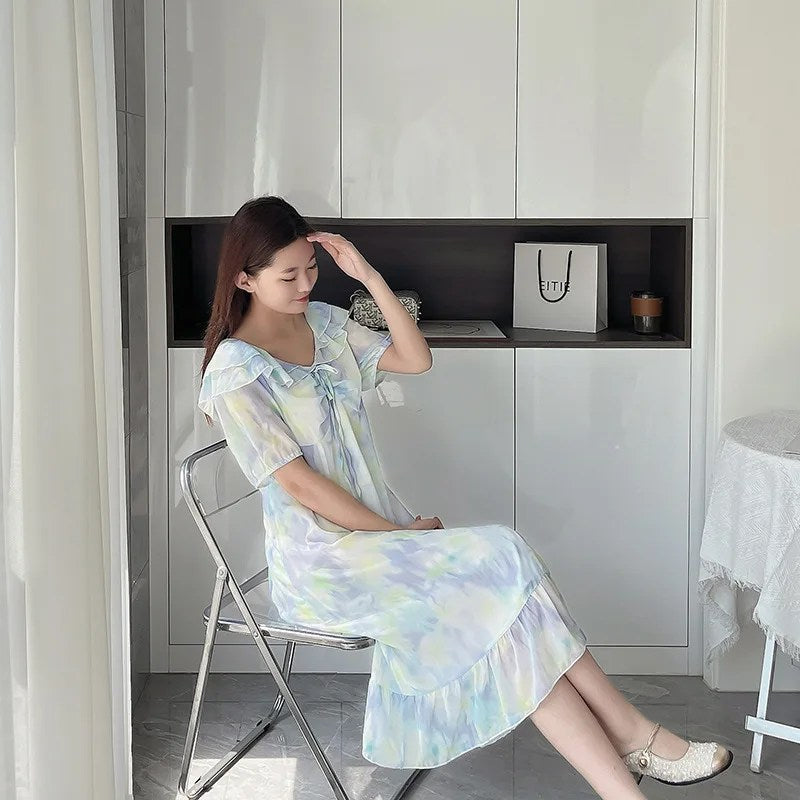 Women's Oversized Clothing, Chubby Mm Floral Dress, Small and Clear Design Sense, Niche Dress