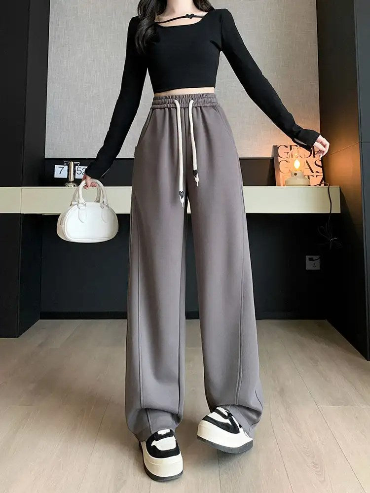 Upgrade Your Wardrobe with the Trendy Spring Summer Drawstring Wide Leg Pants - Available in High Waist and Large Sizes for Ultimate Comfort and Style!