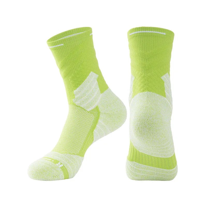 Elite Men's High Top Running Socks - Thickened Towel Bottom, Mid-Length Basketball Sports Socks for Professionals