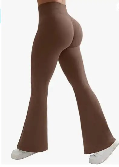 2024's Must-Have: Women's Sexy Ribbed Cross Yoga Pants with Pockets and High Waisted Flared Design