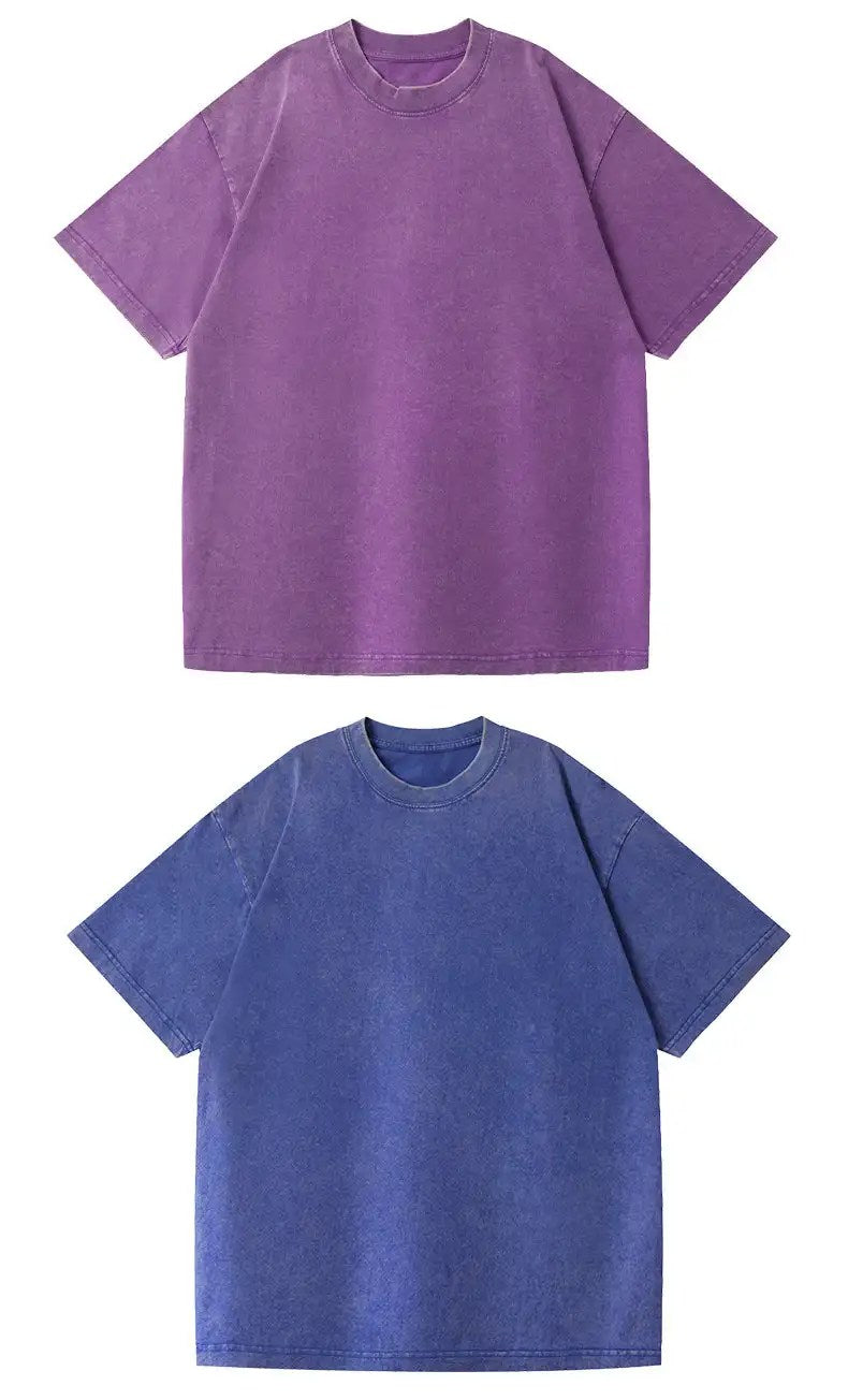 Vintage Stir Fried Snow Water Wash T-shirt: Unisex Heavyweight Pure Cotton for Cross Border Style - 230g