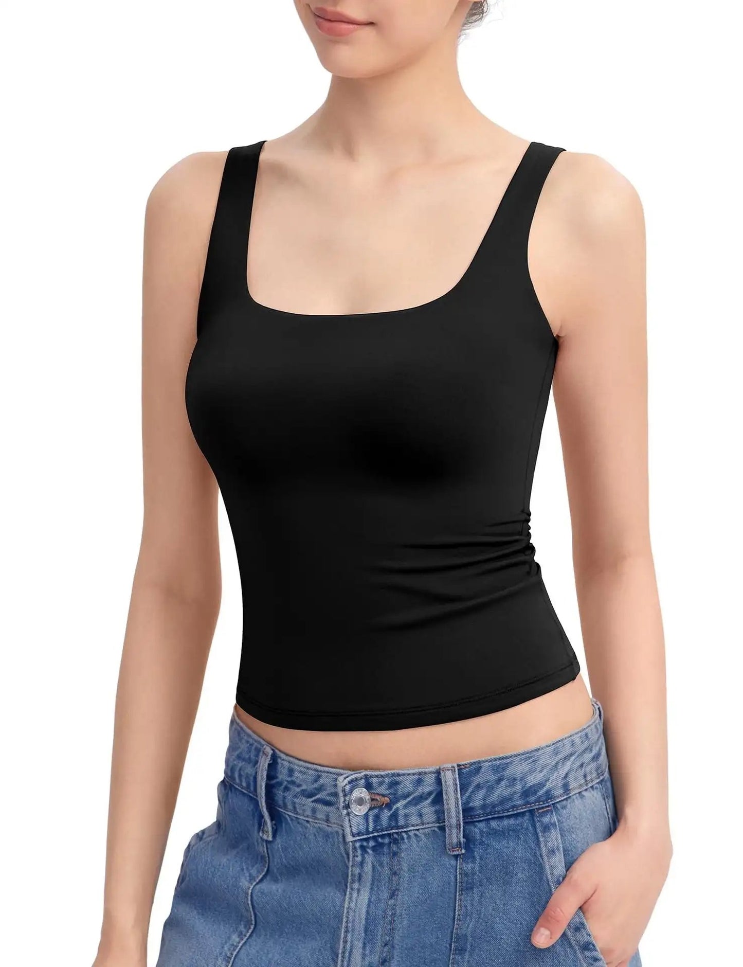 2024 Fashion Trend Alert: Sexy Square Neck Suspenders Vest for Women - Sleeveless Tank Top