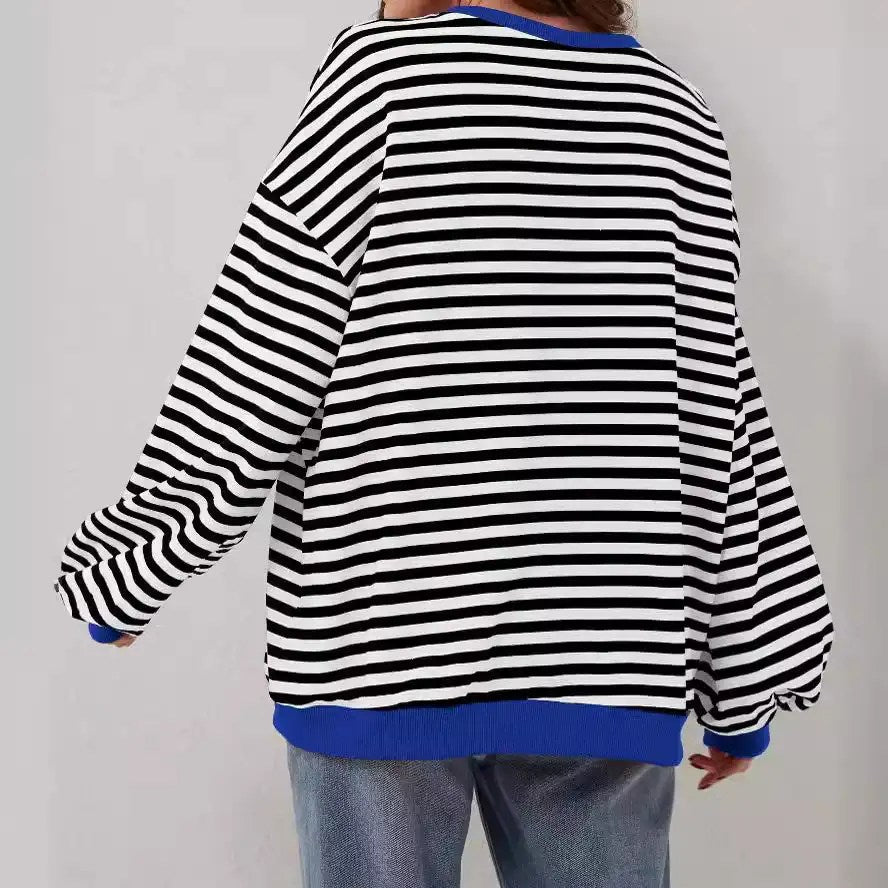 Upgrade Your Wardrobe with the 2024 Spring Striped Pattern Sweatshirt - Perfect for Casual Cross-border Style!