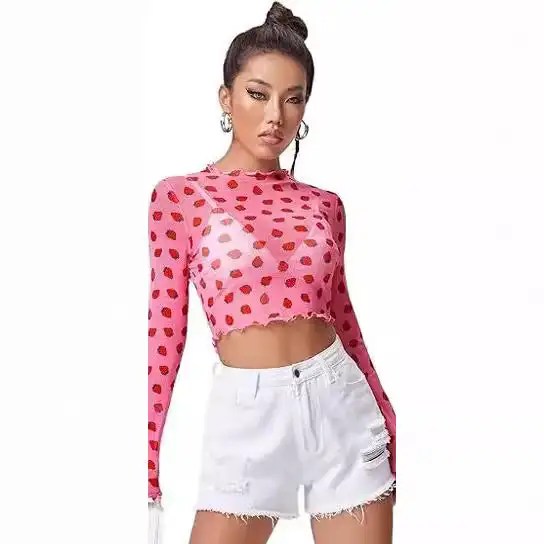 2024 Women's Mesh Navel Transparent Top: The Ultimate Transparent Top for Summer and Spring