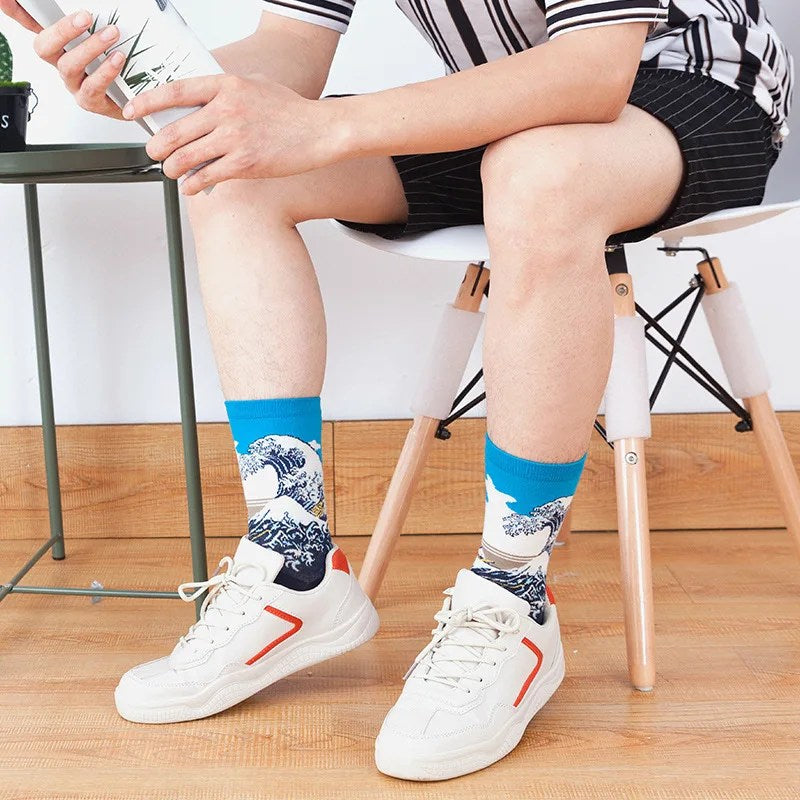 Upgrade Your Style with Oil Painting Cotton Socks for Men and Women - Perfect for Spring and Autumn!
