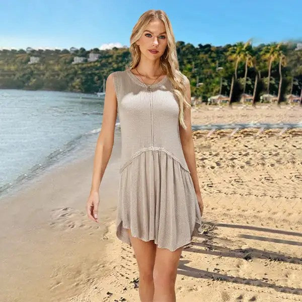 2024 Fashion Trends: Colorful Round Neck Loose Dress for Women - Knitted Skirt Summer Style