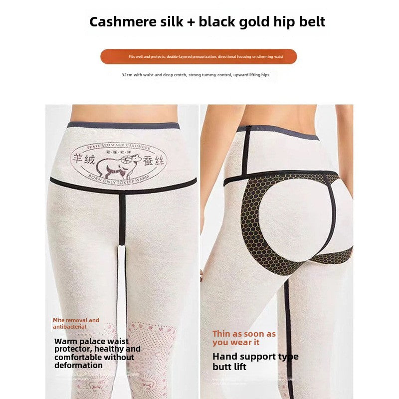 Autumn and Winter New Cashmere Protein Silk Barbie Pants Women's Outer Wear Velvet High Waist Belly Black Gold Shark Pants Leggings