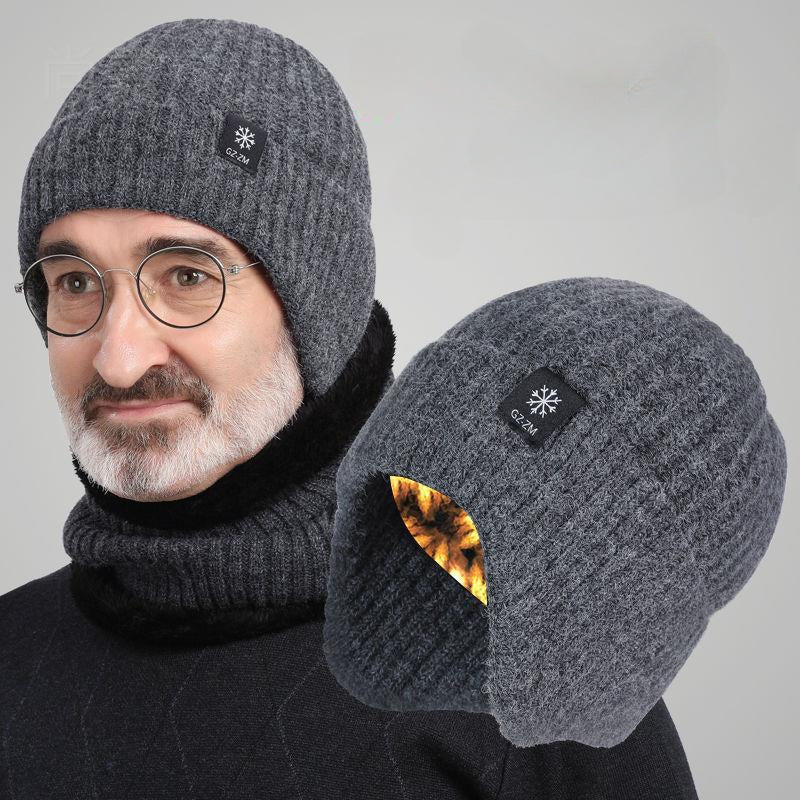 Hat Men's Winter Warm Wool Hat Thickened Ear Protector Winter Autumn and Winter Knitted Hat Men's Winter