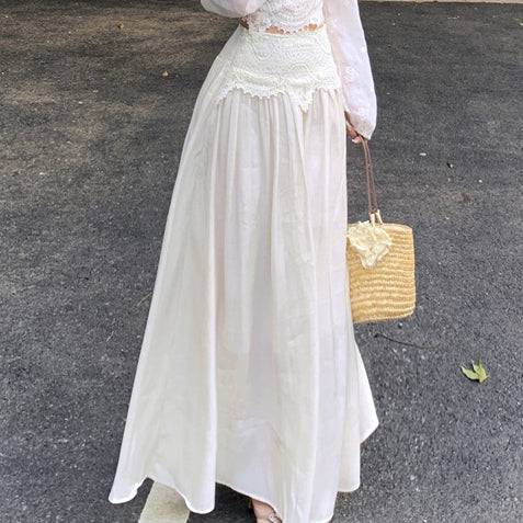 Tranquil Chiffon Blouse + Sculpted Skirt Set | Delicate Lace Details