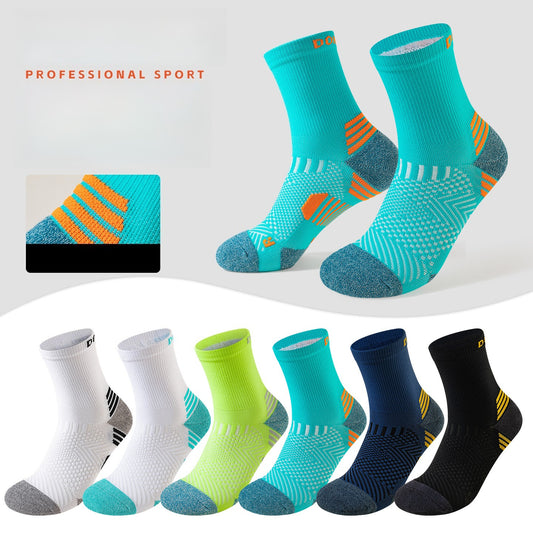 Professional Marathon Running Socks Men's and Women's Fitness Thickened Towel Bottom Sports Socks Short Tube Low-top Boat Socks