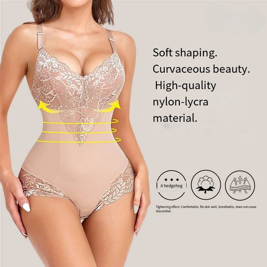 Premium Breathable Lace Corset Onesie - Hourglass Shaping Plus-Size Underwear with Tummy & Hip Control for Women's Athleisure Abdominal Lifting