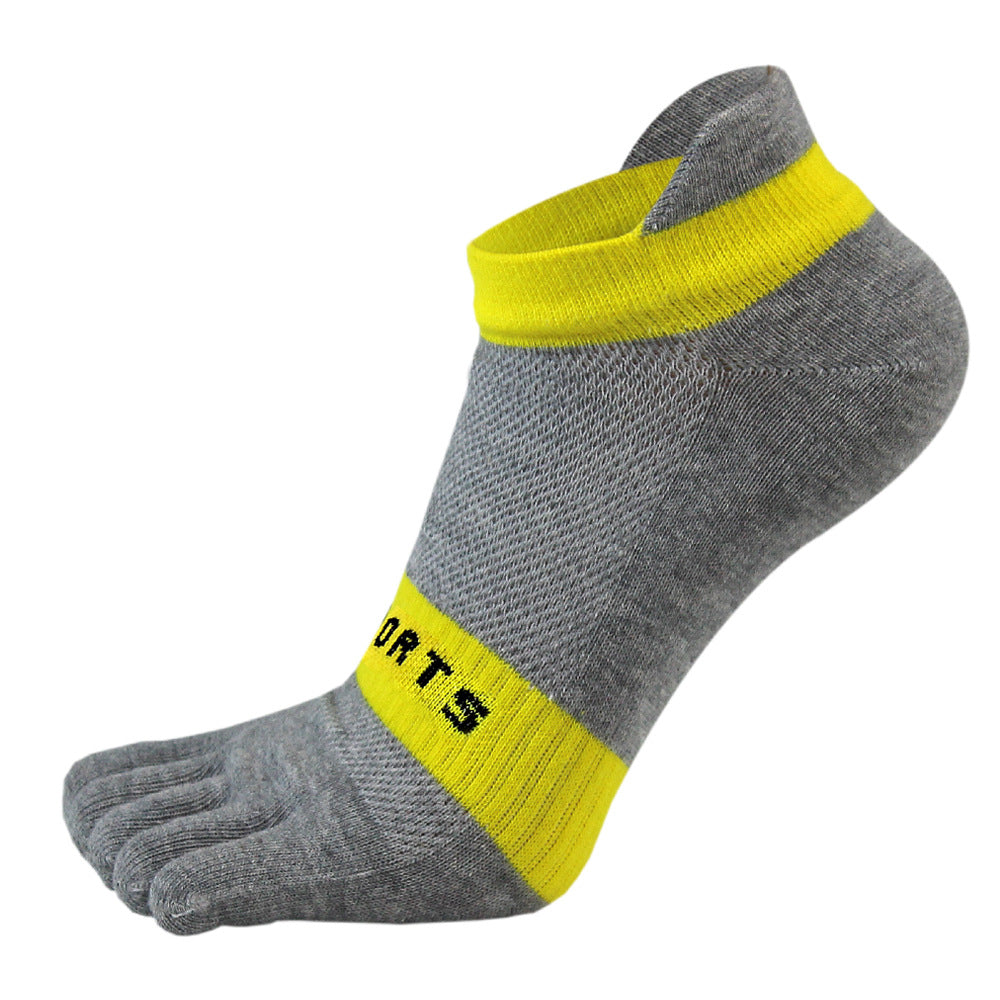 Men’s Breathable Cotton Five-Toe Sports Socks - Summer Lightweight Toe Socks with Moisture-Wicking & Barefoot Feel for Running, Yoga, Gym-5PRS