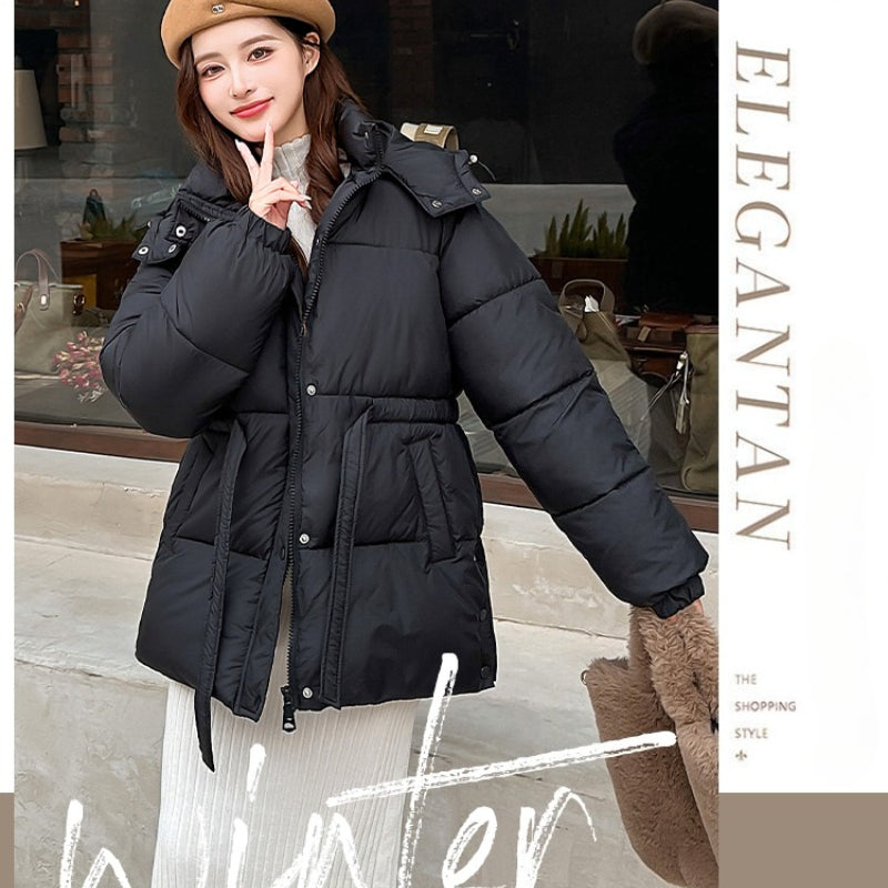 Winter Women’s Oversized Cropped Puffer Jacket, Short Cotton-Padded Coat College Style Loose Fit, Warm Cozy Outerwear