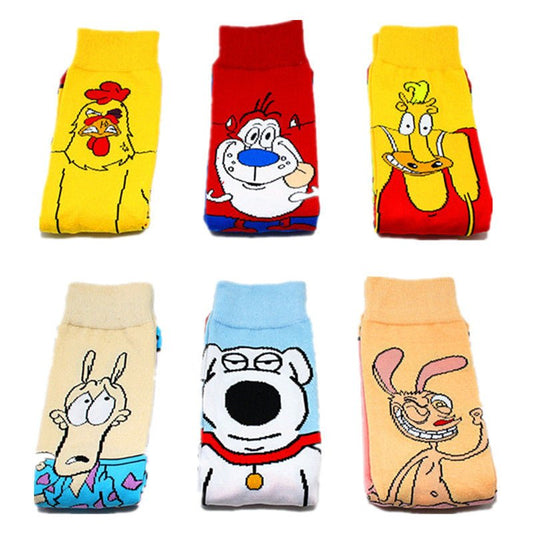 Male Cotton Female Animation Socks Cartoon Tide Socks Medium Tube Adult SpongeBob SquarePants Socks-5PRS
