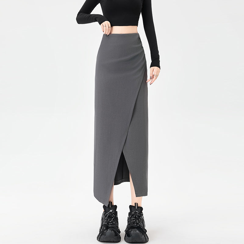 Power Midi Skirt: Sculpted Waist Pleats + Strategic Slit | Modern Tailoring