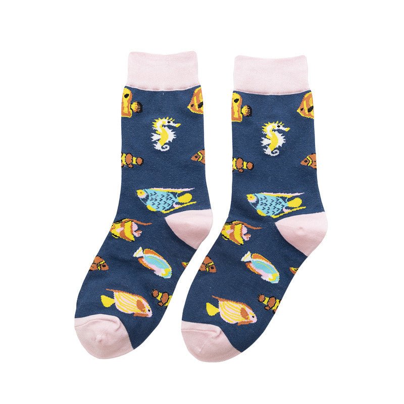 Men's Four Seasons Women's Socks Cotton Personality Trend Stockings Cute Women's Tide Socks-5PRS