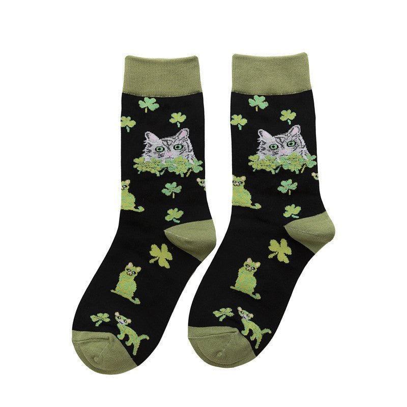 Men's Four Seasons Women's Socks Cotton Personality Trend Stockings Cute Women's Tide Socks-5PRS