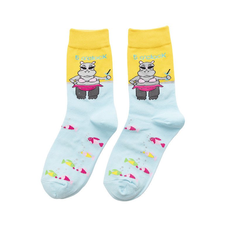 Men's Four Seasons Women's Socks Cotton Personality Trend Stockings Cute Women's Tide Socks-5PRS
