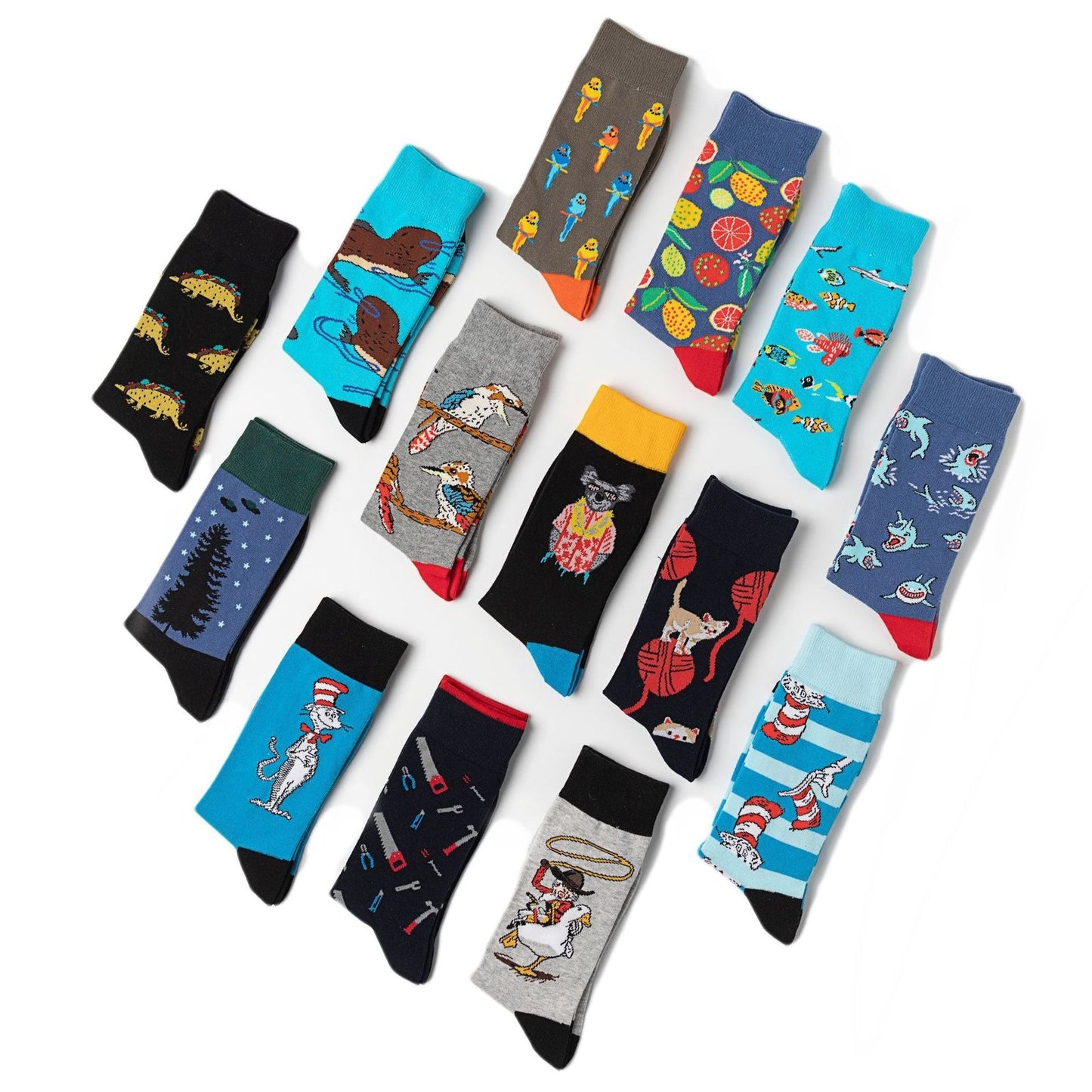 New Male Manufacturer Trend Cartoon Socks Women's Cotton Animation Socks Men's Socks Wholesale Animal Socks-5PRS