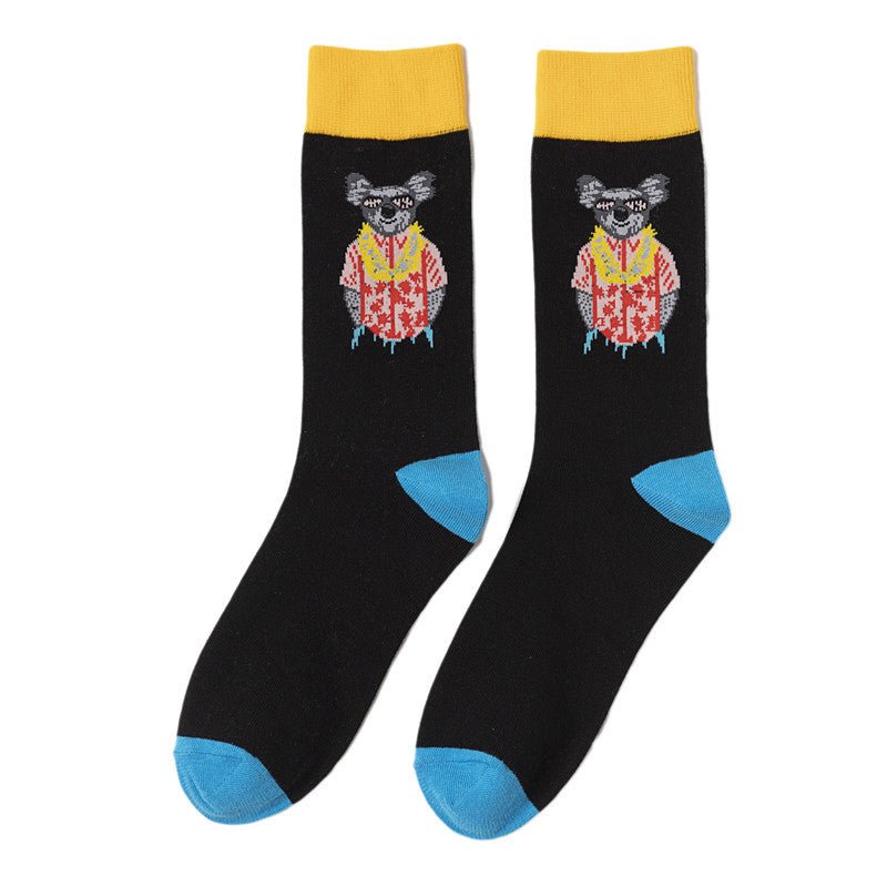 New Male Manufacturer Trend Cartoon Socks Women's Cotton Animation Socks Men's Socks Wholesale Animal Socks-5PRS