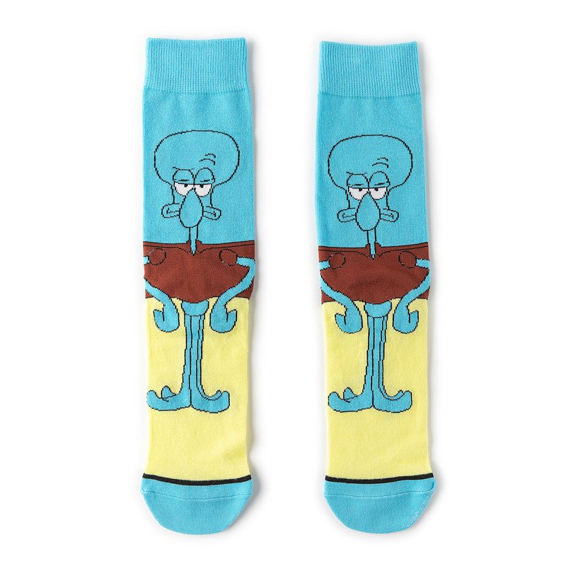 Male Cotton Animation Men's Women's Cartoon Socks Men's Socks Medium Stockings Combed Cotton Socks-5PRS